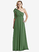 Alt View 3 Thumbnail - Vineyard Green Empire Waist Shirred Skirt Convertible Sash Tie Maxi Dress