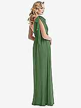 Alt View 4 Thumbnail - Vineyard Green Empire Waist Shirred Skirt Convertible Sash Tie Maxi Dress