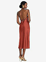 Rear View Thumbnail - Amber Sunset Diamond Halter Bias Midi Slip Dress with Convertible Straps