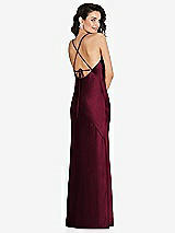 Rear View Thumbnail - Cabernet V-Neck Convertible Strap Bias Slip Dress with Front Slit