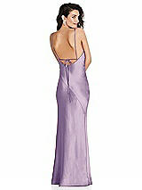Alt View 1 Thumbnail - Pale Purple V-Neck Convertible Strap Bias Slip Dress with Front Slit