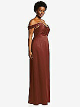 Side View Thumbnail - Auburn Moon Off-the-Shoulder Flounce Sleeve Empire Waist Gown with Front Slit