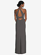 Front View Thumbnail - Caviar Gray Halter Criss Cross Cutout Back Maxi Dress