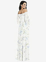 Rear View Thumbnail - Bleu Garden Off-the-Shoulder Puff Sleeve Maxi Dress with Front Slit