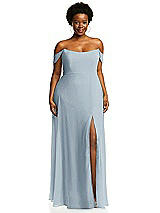 Alt View 1 Thumbnail - Mist Off-the-Shoulder Basque Neck Maxi Dress with Flounce Sleeves