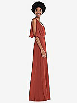 Alt View 2 Thumbnail - Amber Sunset V-Neck Split Sleeve Blouson Bodice Maxi Dress