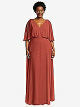 Front View Thumbnail - Amber Sunset V-Neck Split Sleeve Blouson Bodice Maxi Dress