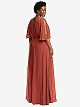 Rear View Thumbnail - Amber Sunset V-Neck Split Sleeve Blouson Bodice Maxi Dress