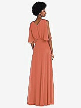 Alt View 3 Thumbnail - Terracotta Copper V-Neck Split Sleeve Blouson Bodice Maxi Dress