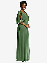 Side View Thumbnail - Vineyard Green V-Neck Split Sleeve Blouson Bodice Maxi Dress