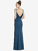 Front View Thumbnail - Dusk Blue Draped Cowl-Back Princess Line Dress with Front Slit