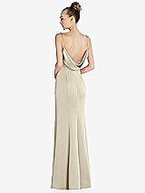 Front View Thumbnail - Champagne Draped Cowl-Back Princess Line Dress with Front Slit