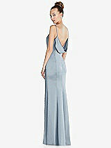 Side View Thumbnail - Mist Draped Cowl-Back Princess Line Dress with Front Slit