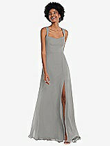 Front View Thumbnail - Chelsea Gray Contoured Wide Strap Sweetheart Maxi Dress