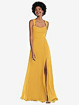 Front View Thumbnail - NYC Yellow Contoured Wide Strap Sweetheart Maxi Dress