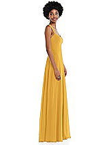 Side View Thumbnail - NYC Yellow Contoured Wide Strap Sweetheart Maxi Dress