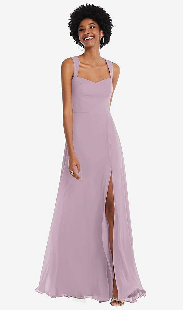 Front View - Suede Rose Contoured Wide Strap Sweetheart Maxi Dress