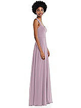 Side View Thumbnail - Suede Rose Contoured Wide Strap Sweetheart Maxi Dress