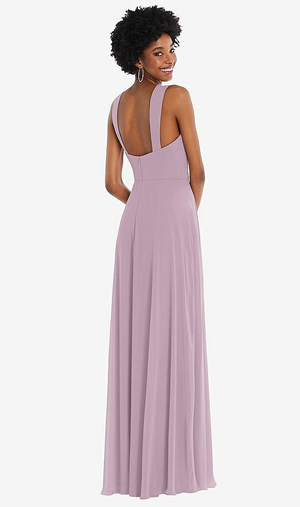 Back View - Suede Rose Contoured Wide Strap Sweetheart Maxi Dress