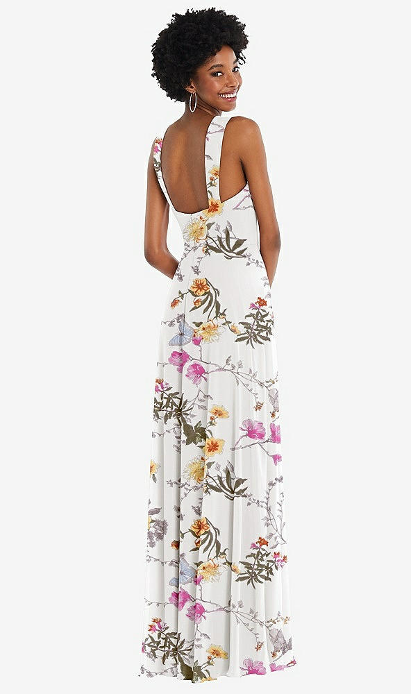 Back View - Butterfly Botanica Ivory Contoured Wide Strap Sweetheart Maxi Dress