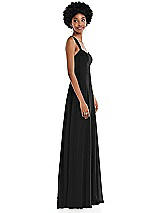 Side View Thumbnail - Black Contoured Wide Strap Sweetheart Maxi Dress
