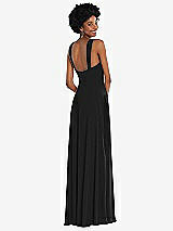 Rear View Thumbnail - Black Contoured Wide Strap Sweetheart Maxi Dress