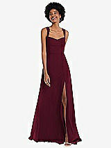 Front View Thumbnail - Cabernet Contoured Wide Strap Sweetheart Maxi Dress