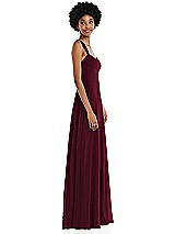 Side View Thumbnail - Cabernet Contoured Wide Strap Sweetheart Maxi Dress