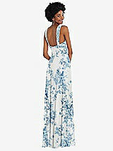 Rear View Thumbnail - Cottage Rose Dusk Blue Contoured Wide Strap Sweetheart Maxi Dress