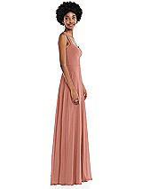Side View Thumbnail - Desert Rose Contoured Wide Strap Sweetheart Maxi Dress