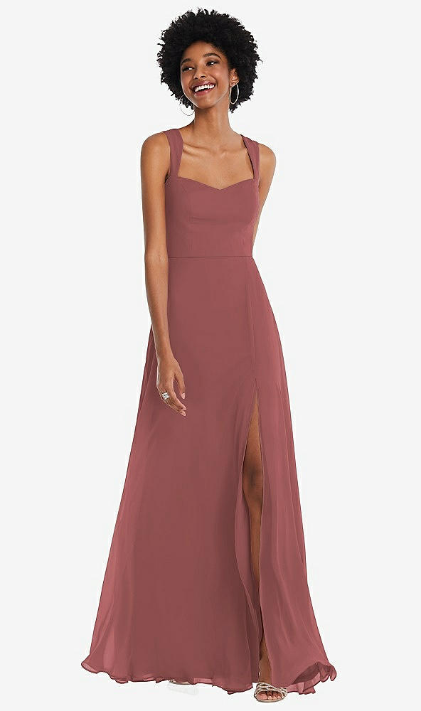 Front View - English Rose Contoured Wide Strap Sweetheart Maxi Dress