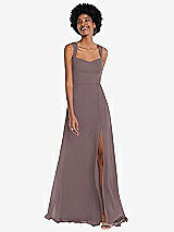 Front View Thumbnail - French Truffle Contoured Wide Strap Sweetheart Maxi Dress