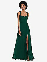 Front View Thumbnail - Hunter Green Contoured Wide Strap Sweetheart Maxi Dress