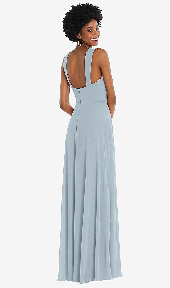 Back View - Mist Contoured Wide Strap Sweetheart Maxi Dress