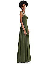 Side View Thumbnail - Olive Green Contoured Wide Strap Sweetheart Maxi Dress