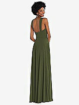 Rear View Thumbnail - Olive Green Contoured Wide Strap Sweetheart Maxi Dress