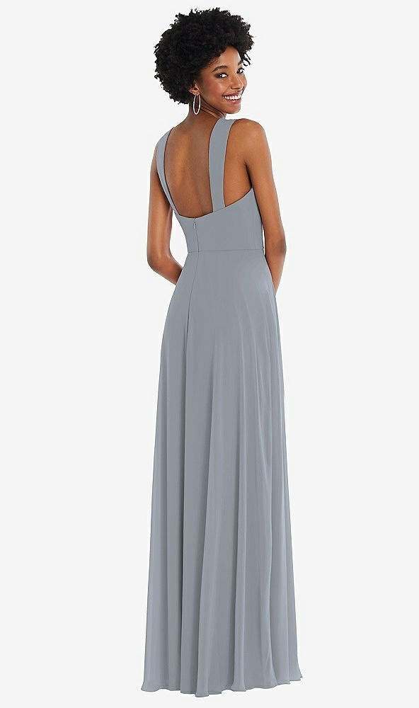 Back View - Platinum Contoured Wide Strap Sweetheart Maxi Dress