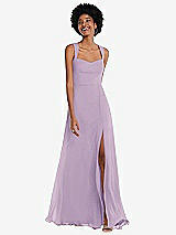 Front View Thumbnail - Pale Purple Contoured Wide Strap Sweetheart Maxi Dress