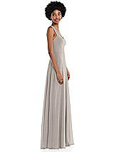 Side View Thumbnail - Taupe Contoured Wide Strap Sweetheart Maxi Dress