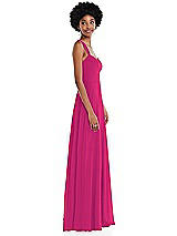 Side View Thumbnail - Think Pink Contoured Wide Strap Sweetheart Maxi Dress