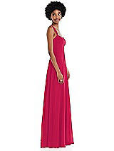 Side View Thumbnail - Vivid Pink Contoured Wide Strap Sweetheart Maxi Dress