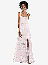 Front View Thumbnail - Watercolor Print Contoured Wide Strap Sweetheart Maxi Dress