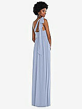 Alt View 3 Thumbnail - Sky Blue Convertible Tie-Shoulder Empire Waist Maxi Dress