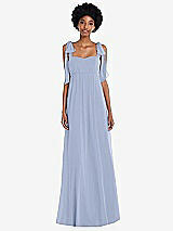 Front View Thumbnail - Sky Blue Convertible Tie-Shoulder Empire Waist Maxi Dress