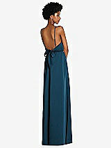 Rear View Thumbnail - Atlantic Blue Low Tie-Back Maxi Dress with Adjustable Skinny Straps