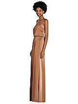 Side View Thumbnail - Toffee Low Tie-Back Maxi Dress with Adjustable Skinny Straps