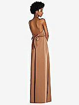 Rear View Thumbnail - Toffee Low Tie-Back Maxi Dress with Adjustable Skinny Straps