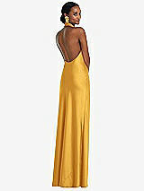 Rear View Thumbnail - NYC Yellow Scarf Tie Stand Collar Maxi Dress with Front Slit