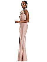 Side View Thumbnail - Toasted Sugar Scarf Tie Stand Collar Maxi Dress with Front Slit