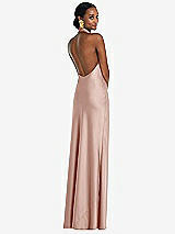 Rear View Thumbnail - Toasted Sugar Scarf Tie Stand Collar Maxi Dress with Front Slit